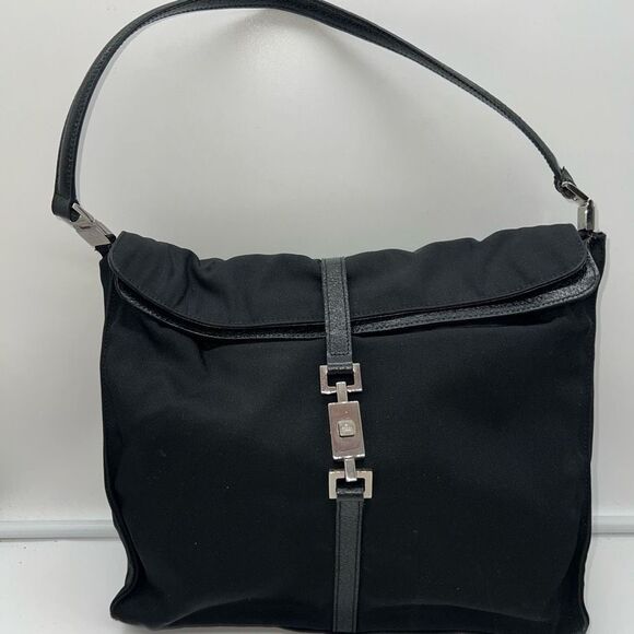 GUCCI Jackie Shoulder Hand ToTo Bag Nylon Leather Black Authentic (See photos) - Picture 1 of 14